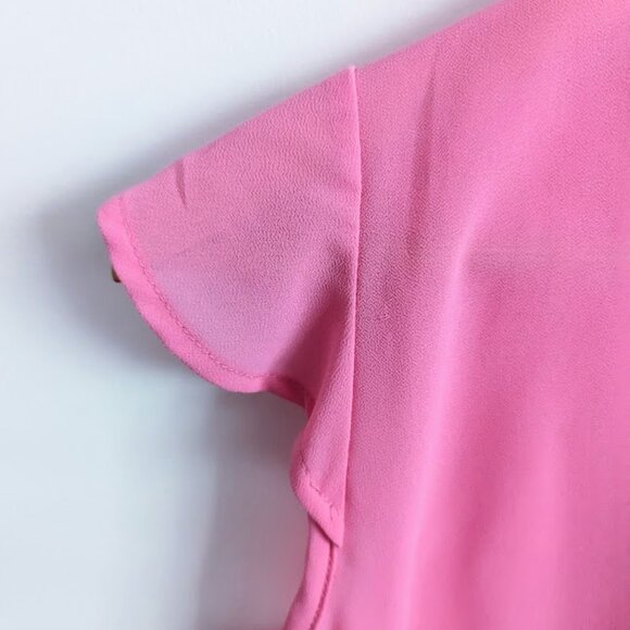 Lodys Pink Chiffon Tie Neck with Floral Lace Top - Picture 7 of 12